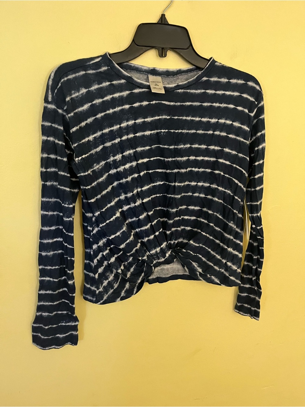 Nordstrom Girls Navy Tie-Dye Long Sleeve Knot Front Top Size XL 14-16 NWT